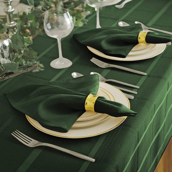Holiday Tablecloth, 52 Inch x 52 Inch Square, Hunter Green - Picture 3 of 6